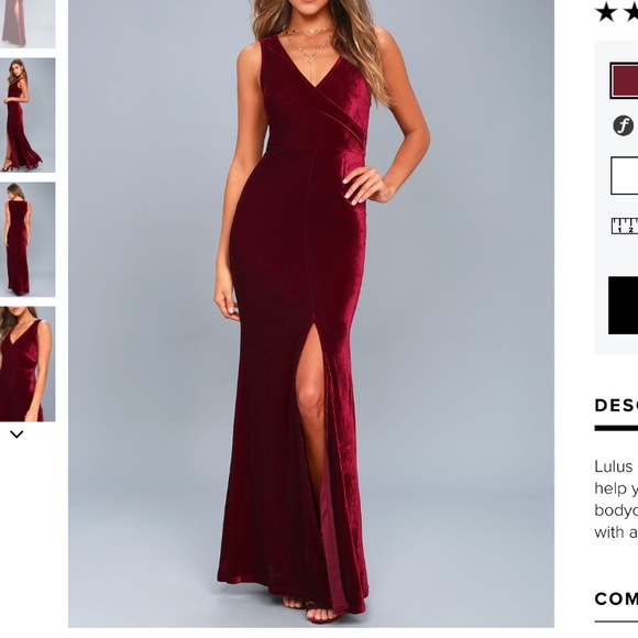 Maxi Burgundy Prom or Formal Dress - Picture 2 of 6